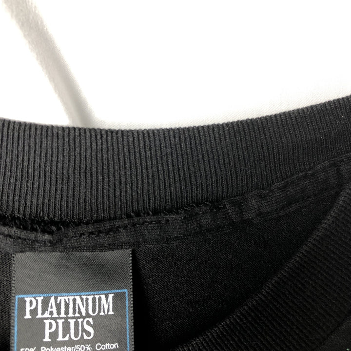 90'S PLATINUM PLUS Print T-Shirt, Made in USA, Men's Size L (Equivalent), Vintage cotton black type Vintage Second Hand