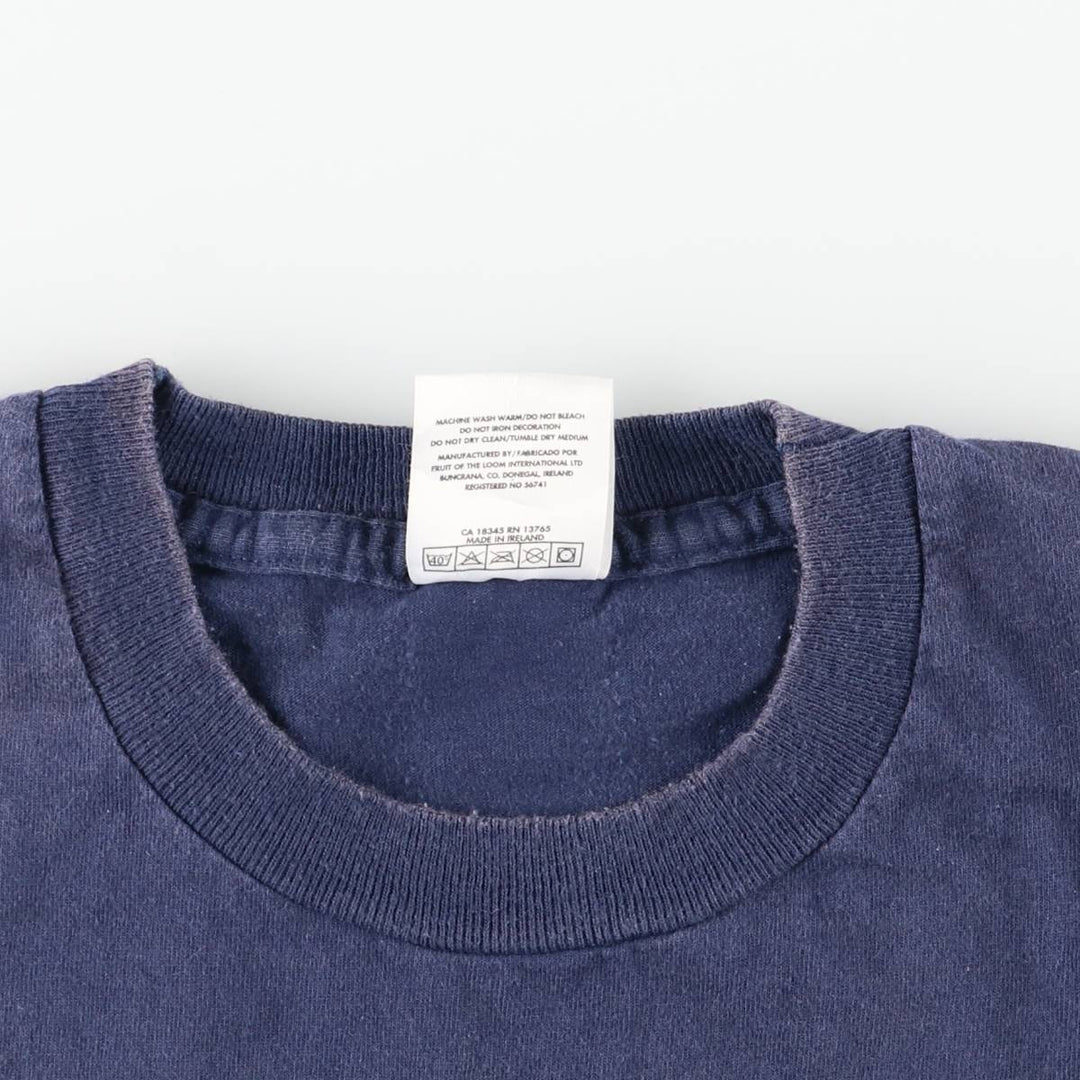 90'S Screen Stars by Fruit of the Loom Print T-Shirt, Made in USA, Men's XL equivalent, Vintage cotton navy blue type Vintage Second Hand