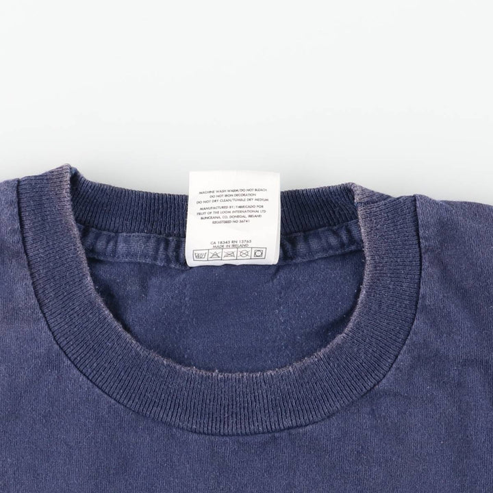 90'S Screen Stars by Fruit of the Loom Print T-Shirt, Made in USA, Men's XL equivalent, Vintage cotton navy blue type Vintage Second Hand