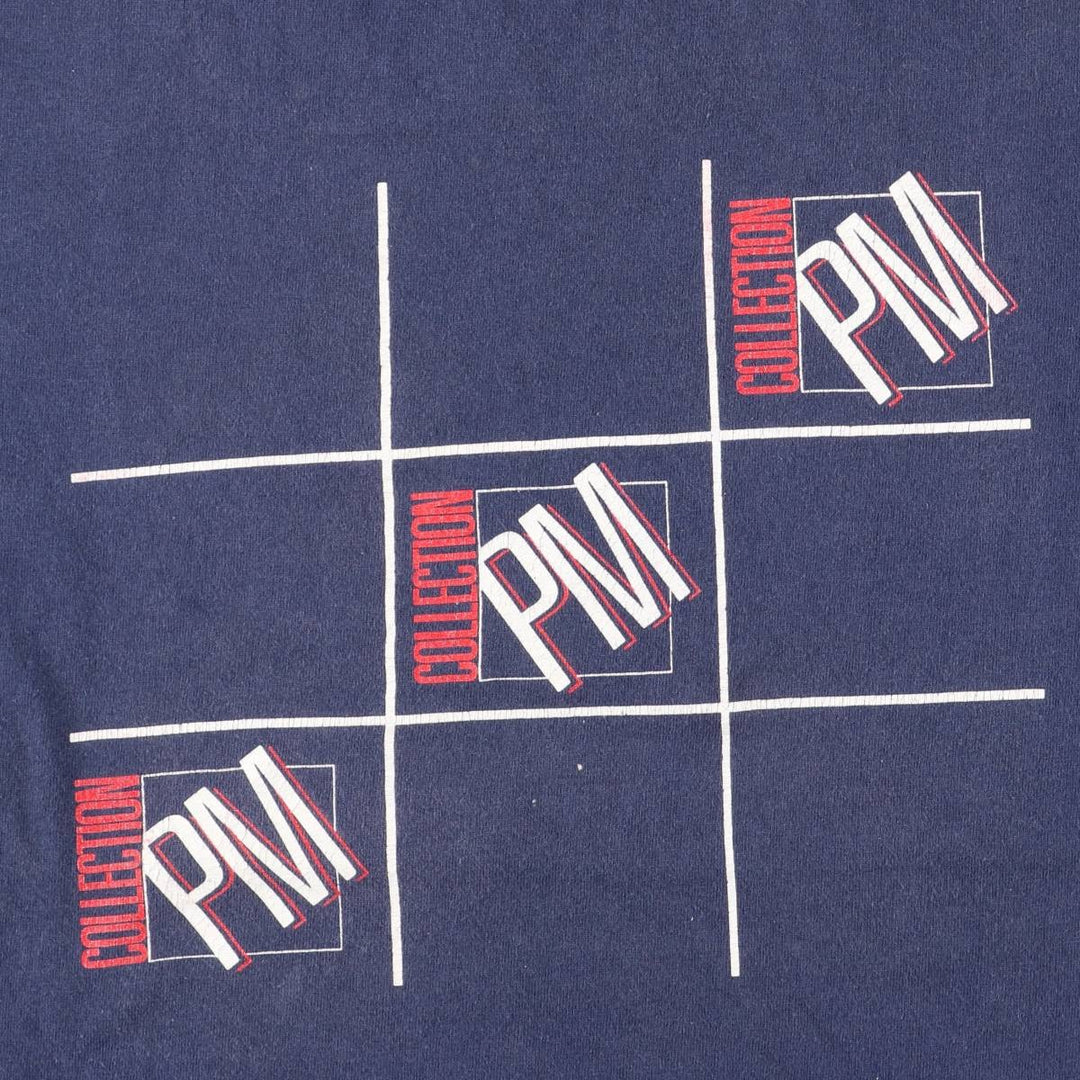 90'S Screen Stars by Fruit of the Loom Print T-Shirt, Made in USA, Men's XL equivalent, Vintage cotton navy blue type Vintage Second Hand