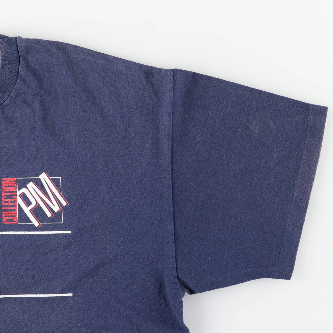 90'S Screen Stars by Fruit of the Loom Print T-Shirt, Made in USA, Men's XL equivalent, Vintage cotton navy blue type Vintage Second Hand