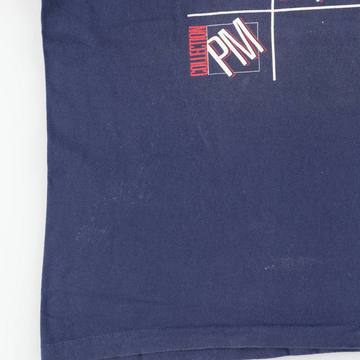 90'S Screen Stars by Fruit of the Loom Print T-Shirt, Made in USA, Men's XL equivalent, Vintage cotton navy blue type Vintage Second Hand