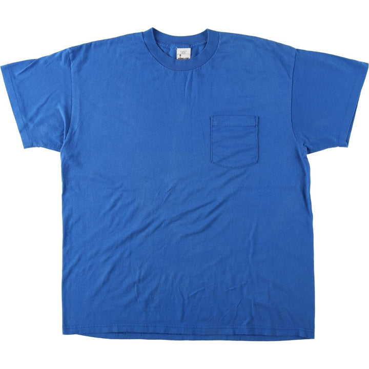 90'S ROEBUCKS Plain Pocket T-Shirt, Made in USA, Men's XL equivalent, Vintage polyester blue type Vintage Second Hand