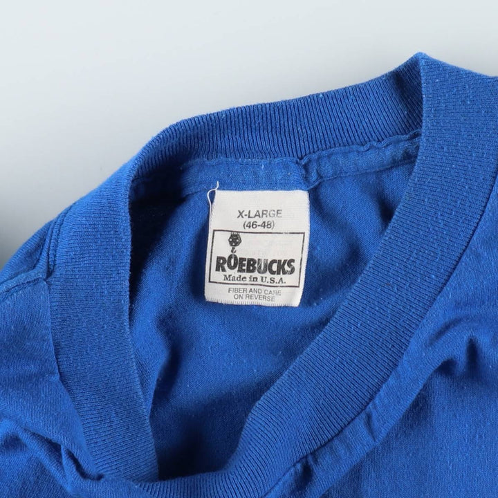 90'S ROEBUCKS Plain Pocket T-Shirt, Made in USA, Men's XL equivalent, Vintage polyester blue type Vintage Second Hand