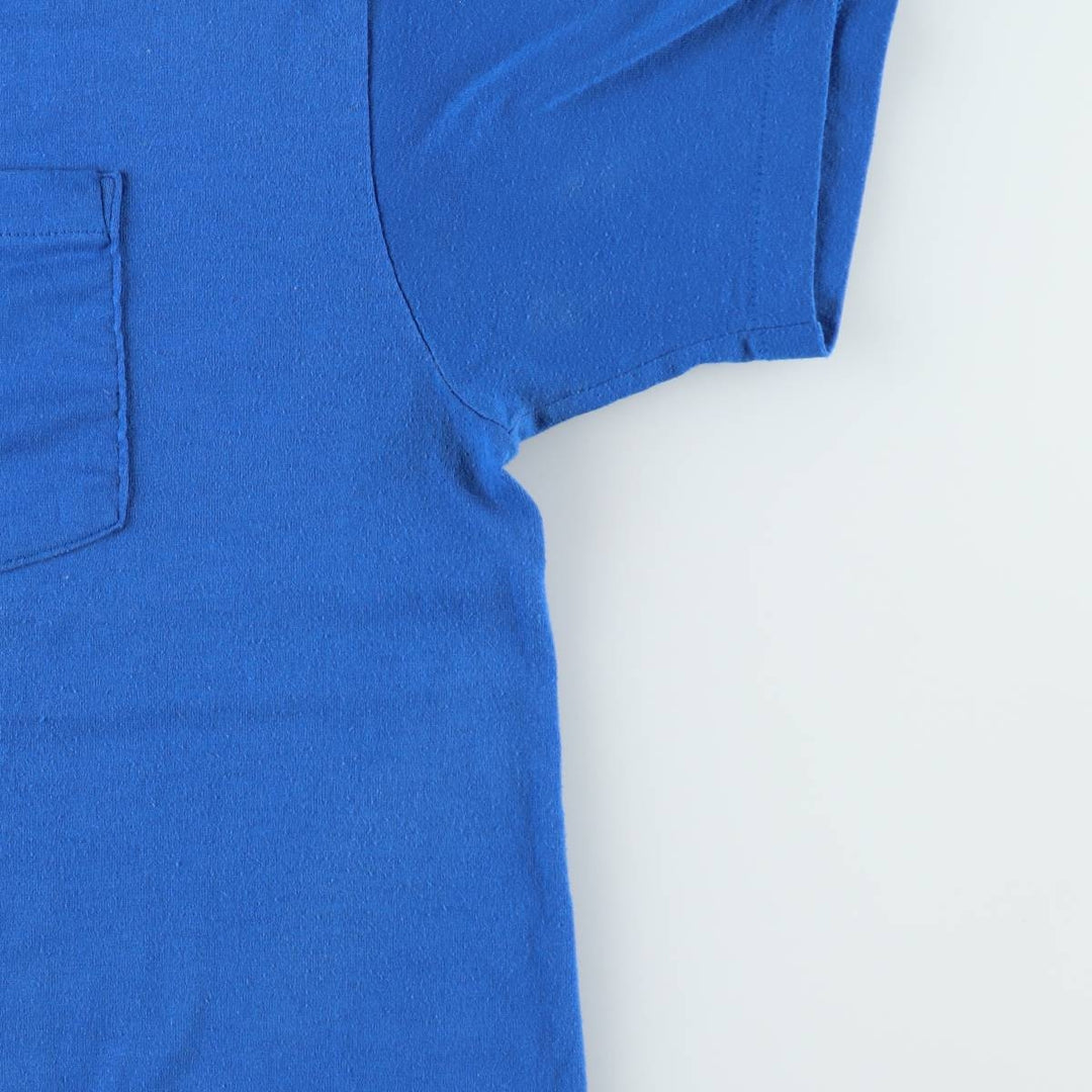 90'S ROEBUCKS Plain Pocket T-Shirt, Made in USA, Men's XL equivalent, Vintage polyester blue type Vintage Second Hand