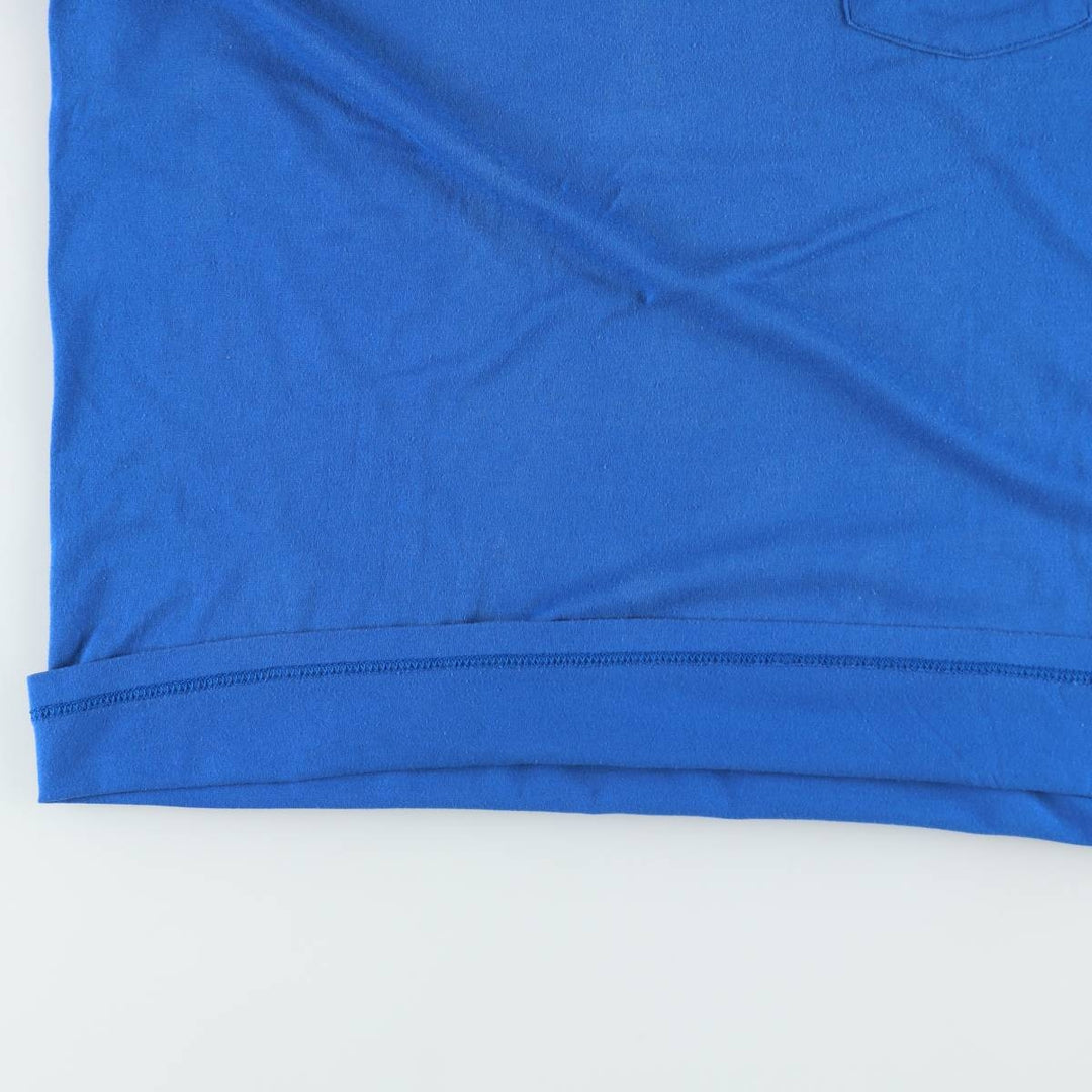 90'S ROEBUCKS Plain Pocket T-Shirt, Made in USA, Men's XL equivalent, Vintage polyester blue type Vintage Second Hand