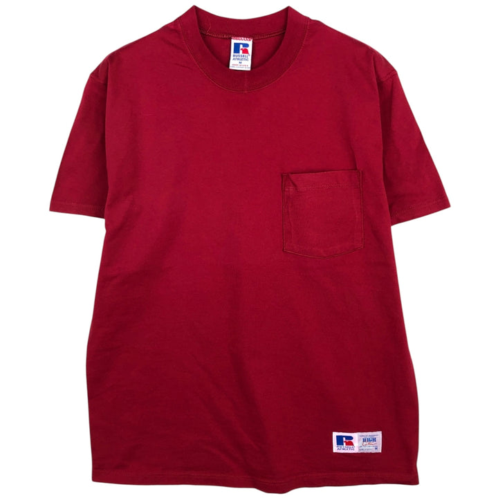 Vintage 90'S Russell plain pocket T-shirt, Made in USA, Men's Medium cotton red type Vintage Second Hand