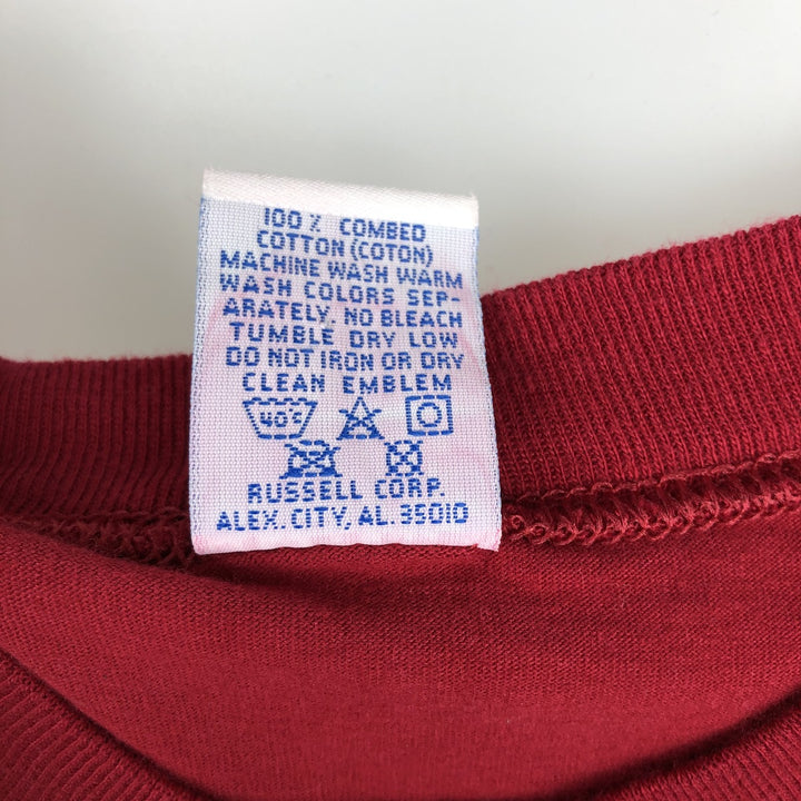 Vintage 90'S Russell plain pocket T-shirt, Made in USA, Men's Medium cotton red type Vintage Second Hand