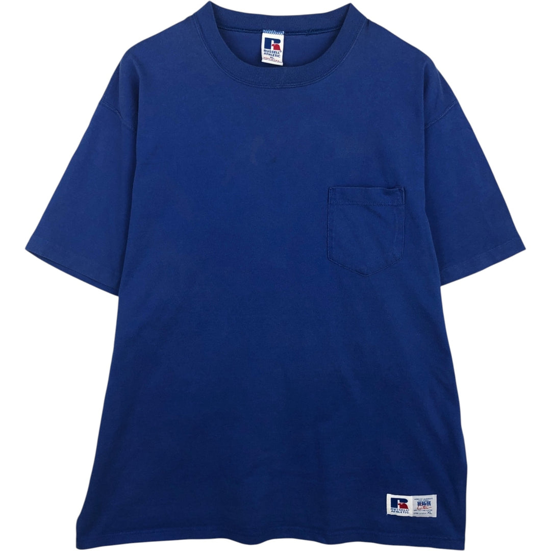 Russell plain pocket t-shirt, made in USA, men's size XL. cotton blue type Vintage Second Hand
