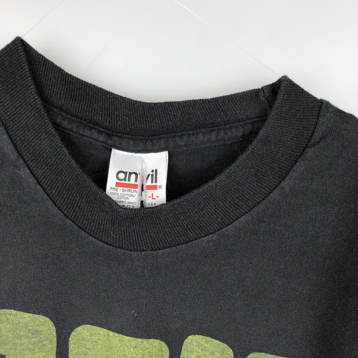 90'S Anvil message print T-shirt, men's size L (approx.), vintage. cotton black type Vintage Second Hand