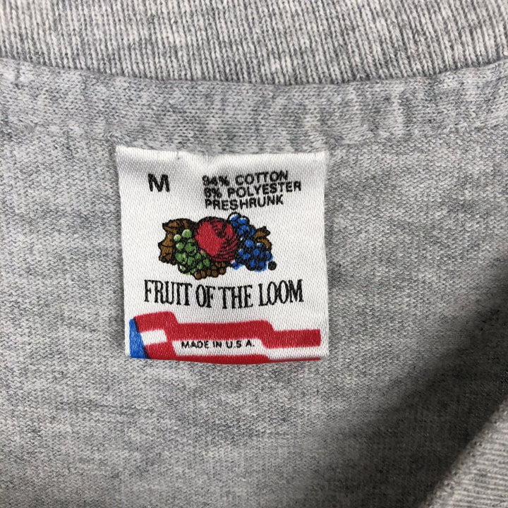 Vintage 1980'S Fruit of the Loom print T-shirt, Made in USA, Men's Size Medium cotton gray type Vintage Second Hand