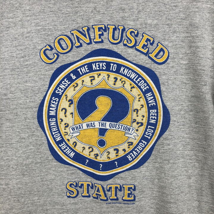 Vintage 1980'S Fruit of the Loom print T-shirt, Made in USA, Men's Size Medium cotton gray type Vintage Second Hand