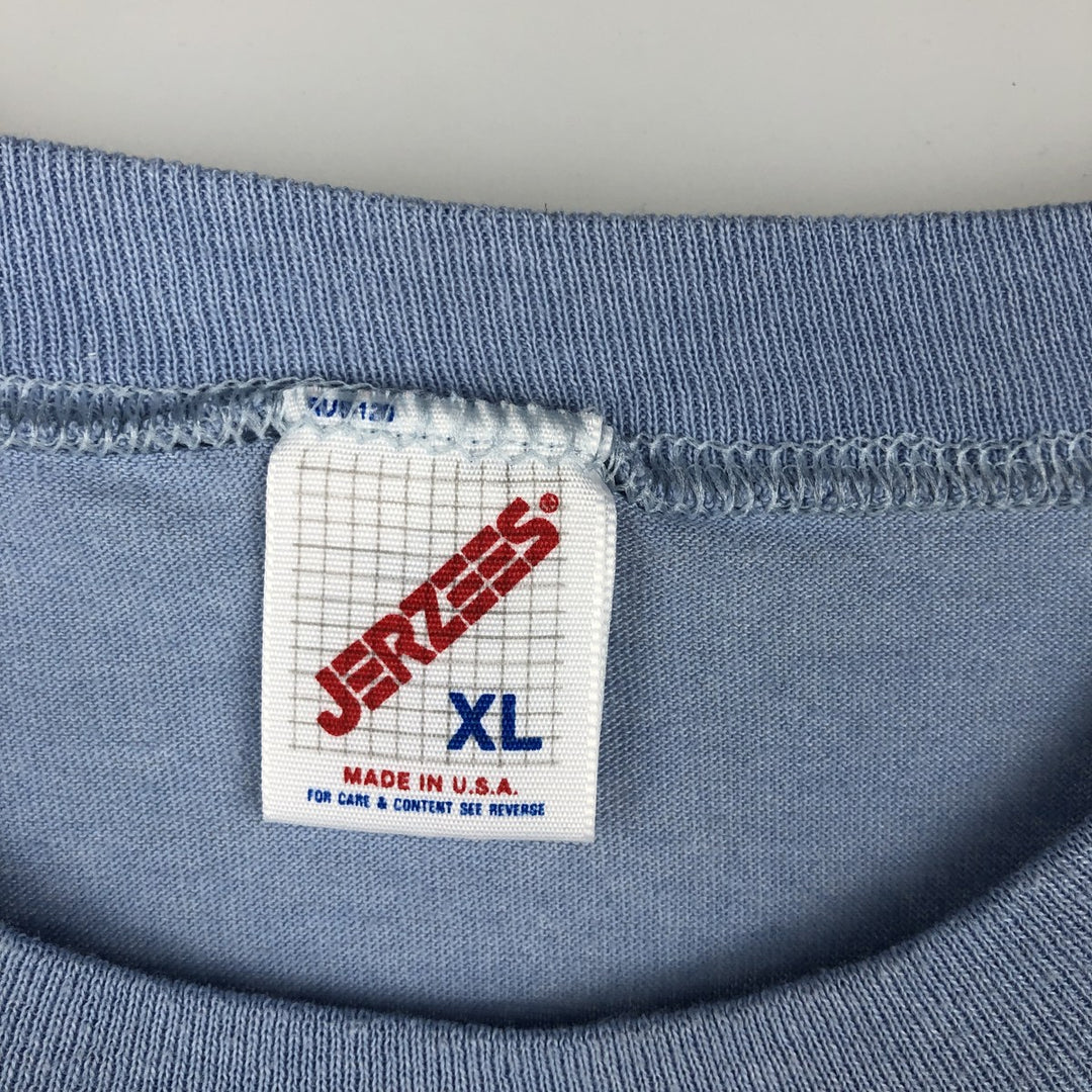 Vintage 80s-90'S Jerzees Printed T-Shirt, Made in USA, Men's XL cotton Blue type light blue Vintage Second Hand