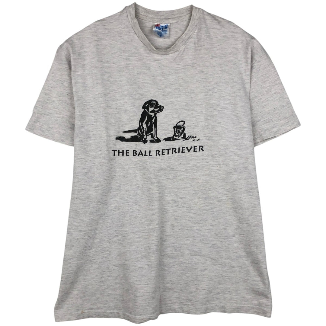90'S Hanes BEEFY-T Dog Print T-Shirt, Made in USA, Men's Size L (approx.), Vintage cotton gray type Vintage Second Hand