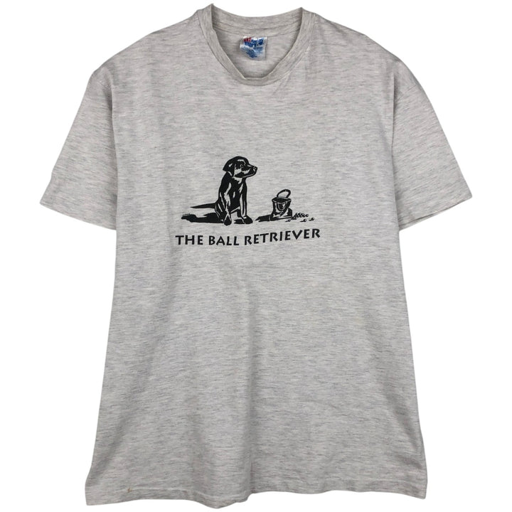 90'S Hanes BEEFY-T Dog Print T-Shirt, Made in USA, Men's Size L (approx.), Vintage cotton gray type Vintage Second Hand
