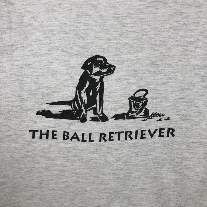 90'S Hanes BEEFY-T Dog Print T-Shirt, Made in USA, Men's Size L (approx.), Vintage cotton gray type Vintage Second Hand