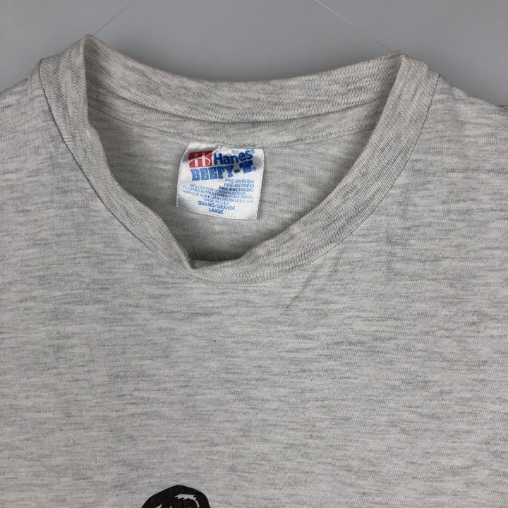 90'S Hanes BEEFY-T Dog Print T-Shirt, Made in USA, Men's Size L (approx.), Vintage cotton gray type Vintage Second Hand