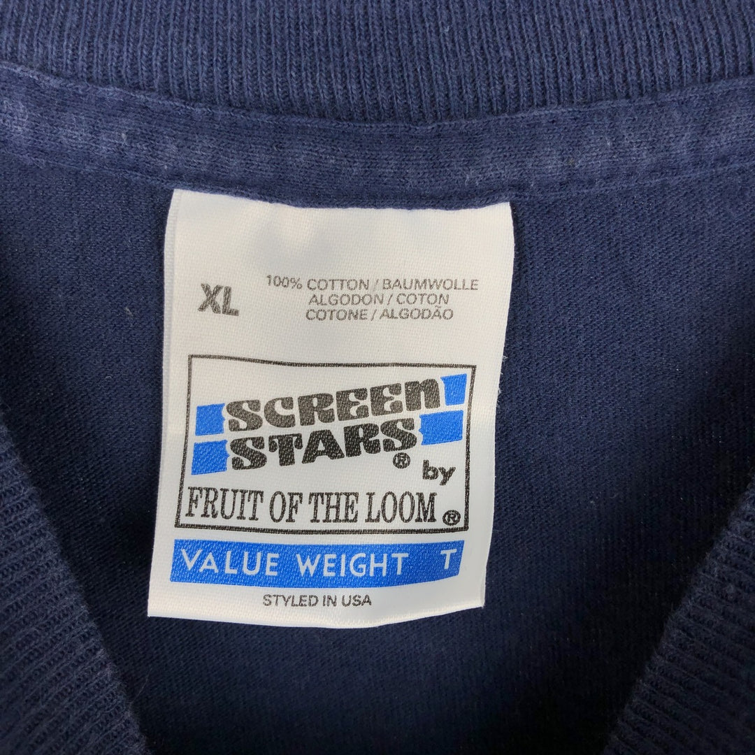 Fruit of the Loom SCREEN STARS sheep print T-shirt, men's size XL equivalent, vintage. cotton navy blue type Vintage Second Hand