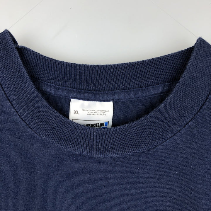 Fruit of the Loom SCREEN STARS sheep print T-shirt, men's size XL equivalent, vintage. cotton navy blue type Vintage Second Hand