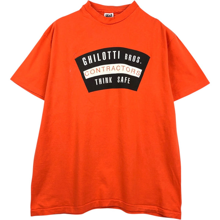 90'S Anvil Printed T-shirt Made in USA Men's XL Vintage cotton orange type Vintage Second Hand