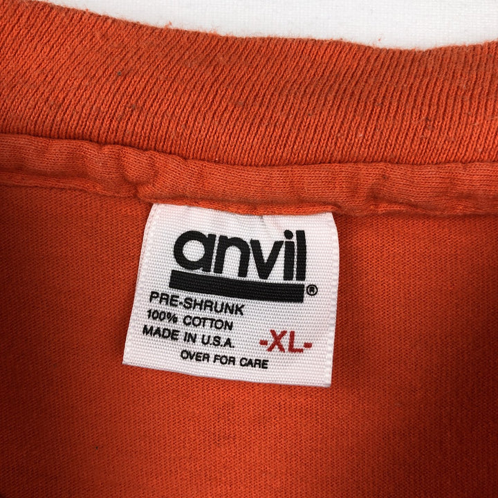 90'S Anvil Printed T-shirt Made in USA Men's XL Vintage cotton orange type Vintage Second Hand