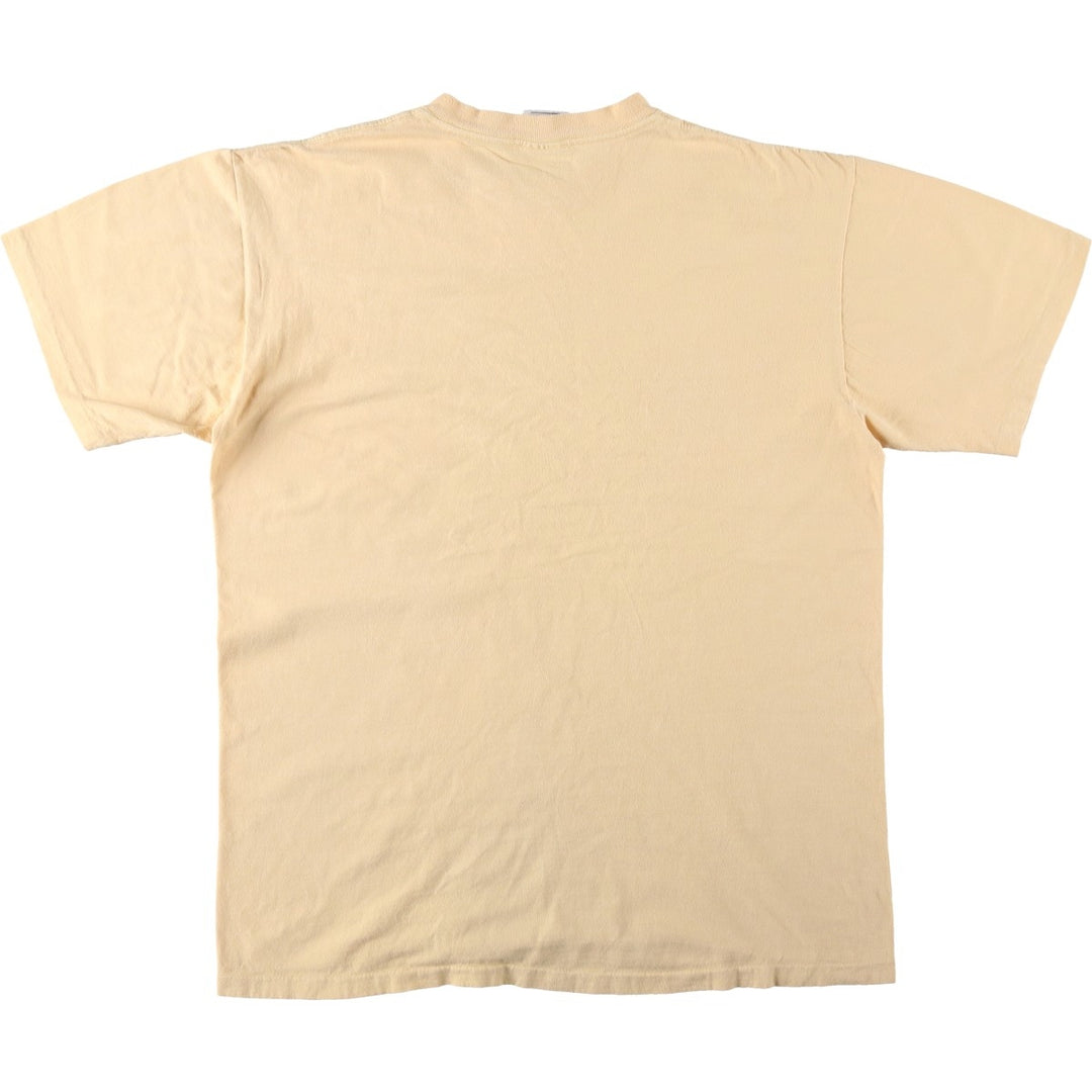 90'S ONEITA POWER-T Print T-Shirt, Made in USA, Large Size cotton Beige type Vintage Second Hand
