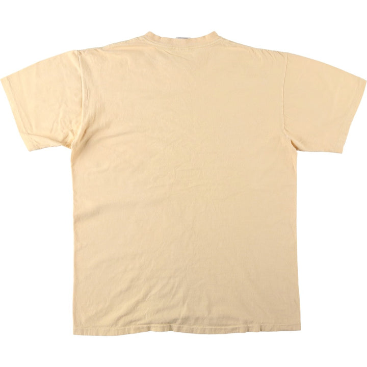 90'S ONEITA POWER-T Print T-Shirt, Made in USA, Large Size cotton Beige type Vintage Second Hand