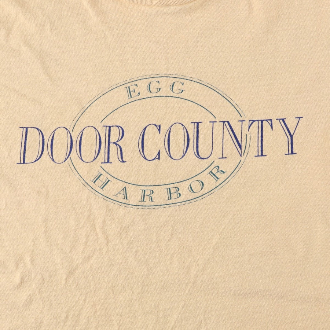 90'S ONEITA POWER-T Print T-Shirt, Made in USA, Large Size cotton Beige type Vintage Second Hand