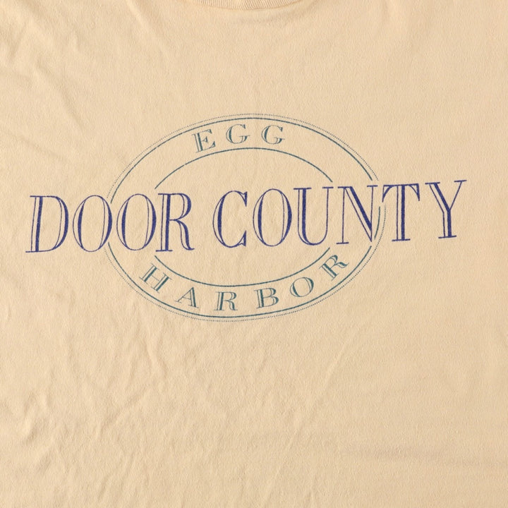 90'S ONEITA POWER-T Print T-Shirt, Made in USA, Large Size cotton Beige type Vintage Second Hand