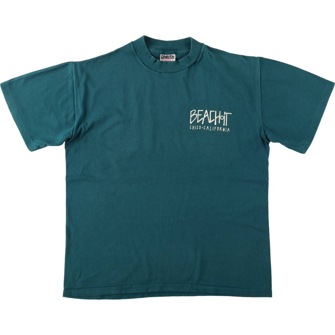 90'S ONEITA POWER-T Printed T-shirt Made in USA Men's M Vintage cotton green type Vintage Second Hand