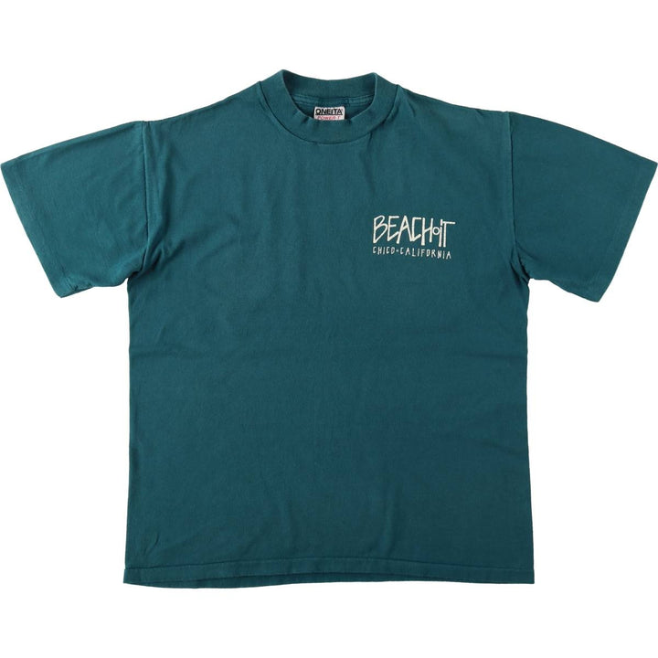 90'S ONEITA POWER-T Printed T-shirt Made in USA Men's M Vintage cotton green type Vintage Second Hand