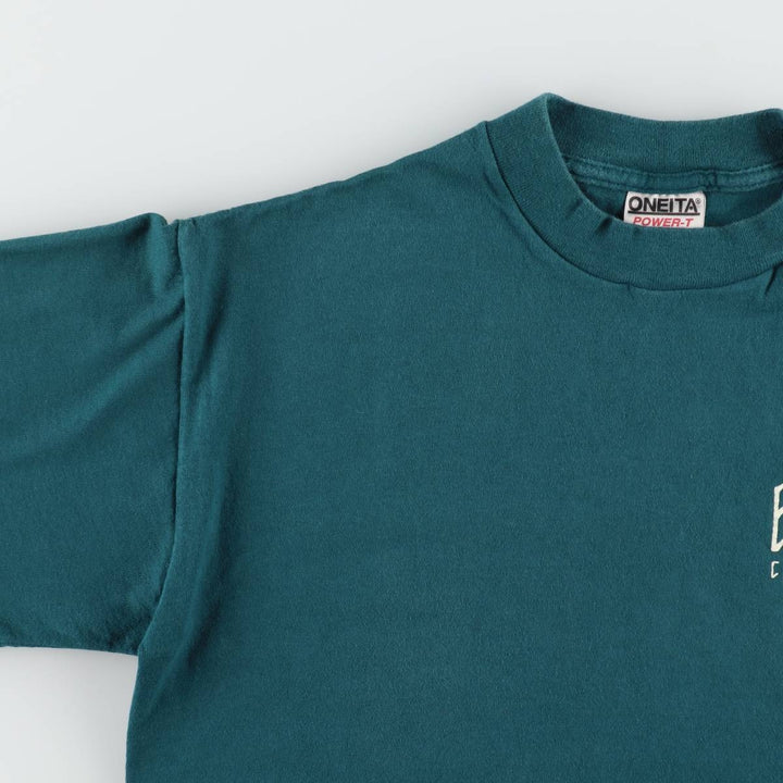 90'S ONEITA POWER-T Printed T-shirt Made in USA Men's M Vintage cotton green type Vintage Second Hand