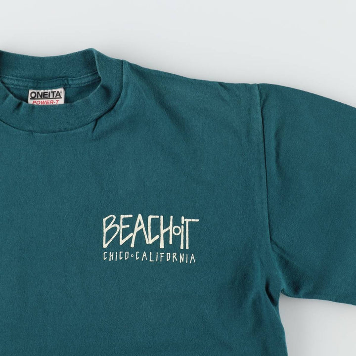 90'S ONEITA POWER-T Printed T-shirt Made in USA Men's M Vintage cotton green type Vintage Second Hand