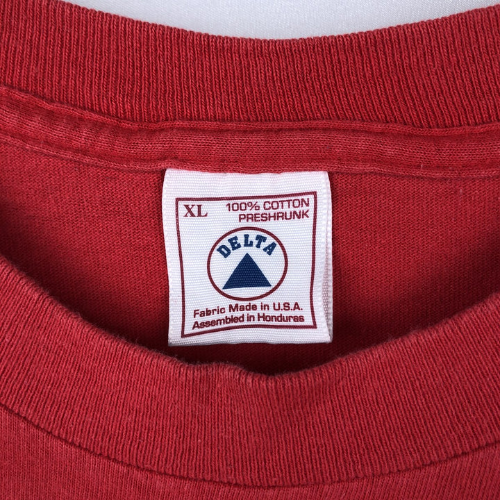 Vintage 90'S Delta DELTA Printed T-shirt, Made in USA, Men's XL cotton red type Vintage Second Hand