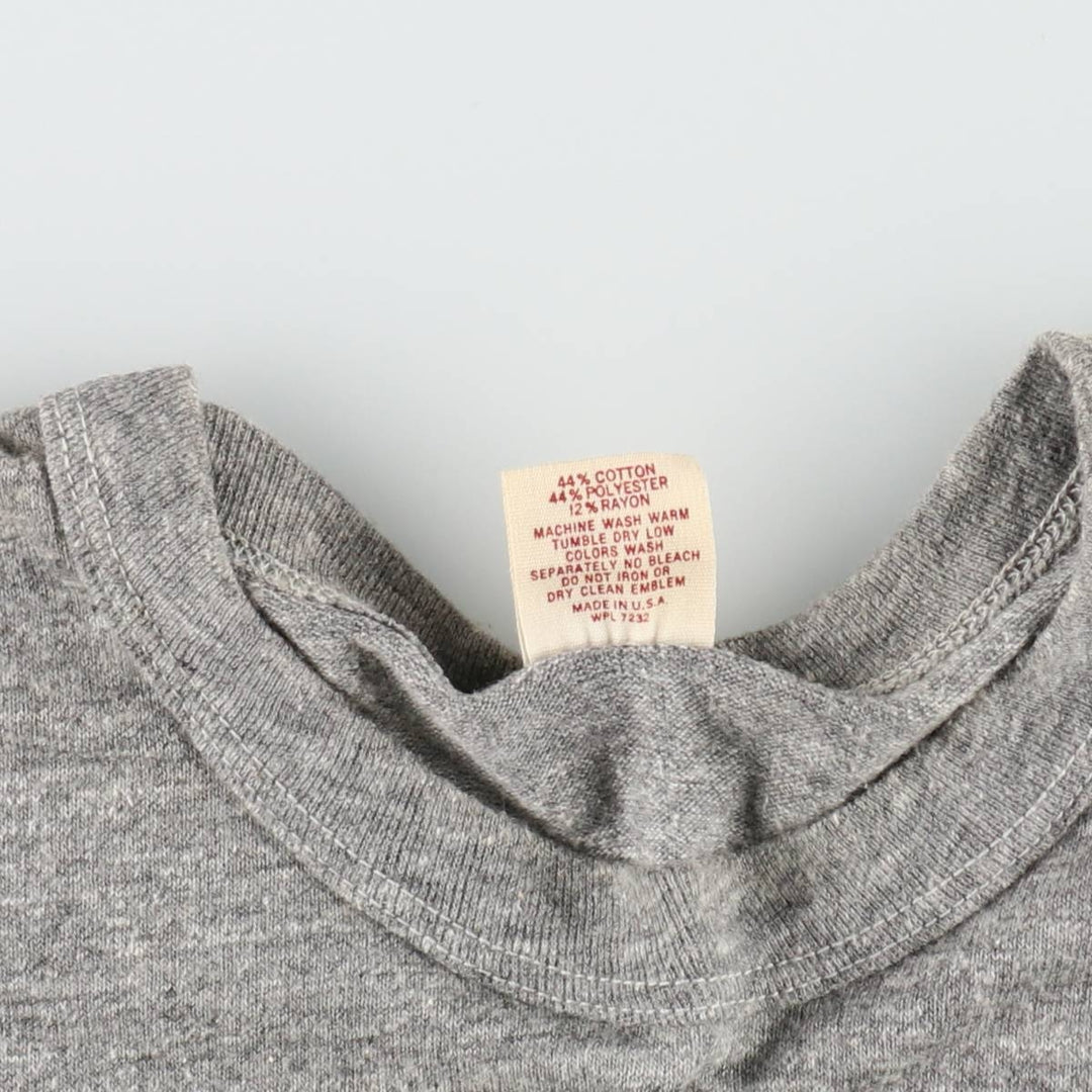 70'S Russell Print T-Shirt, Made in USA, Men's XL equivalent, Single Stitch, Vintage cotton gray type Vintage Second Hand