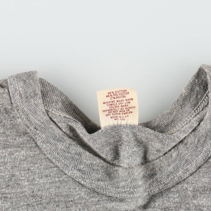 70'S Russell Print T-Shirt, Made in USA, Men's XL equivalent, Single Stitch, Vintage cotton gray type Vintage Second Hand