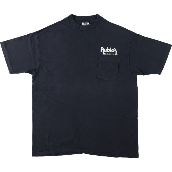 80'S Hanes BEEFY-T Print T-Shirt, Made in USA, Men's XL equivalent, Vintage cotton navy blue type Vintage Second Hand