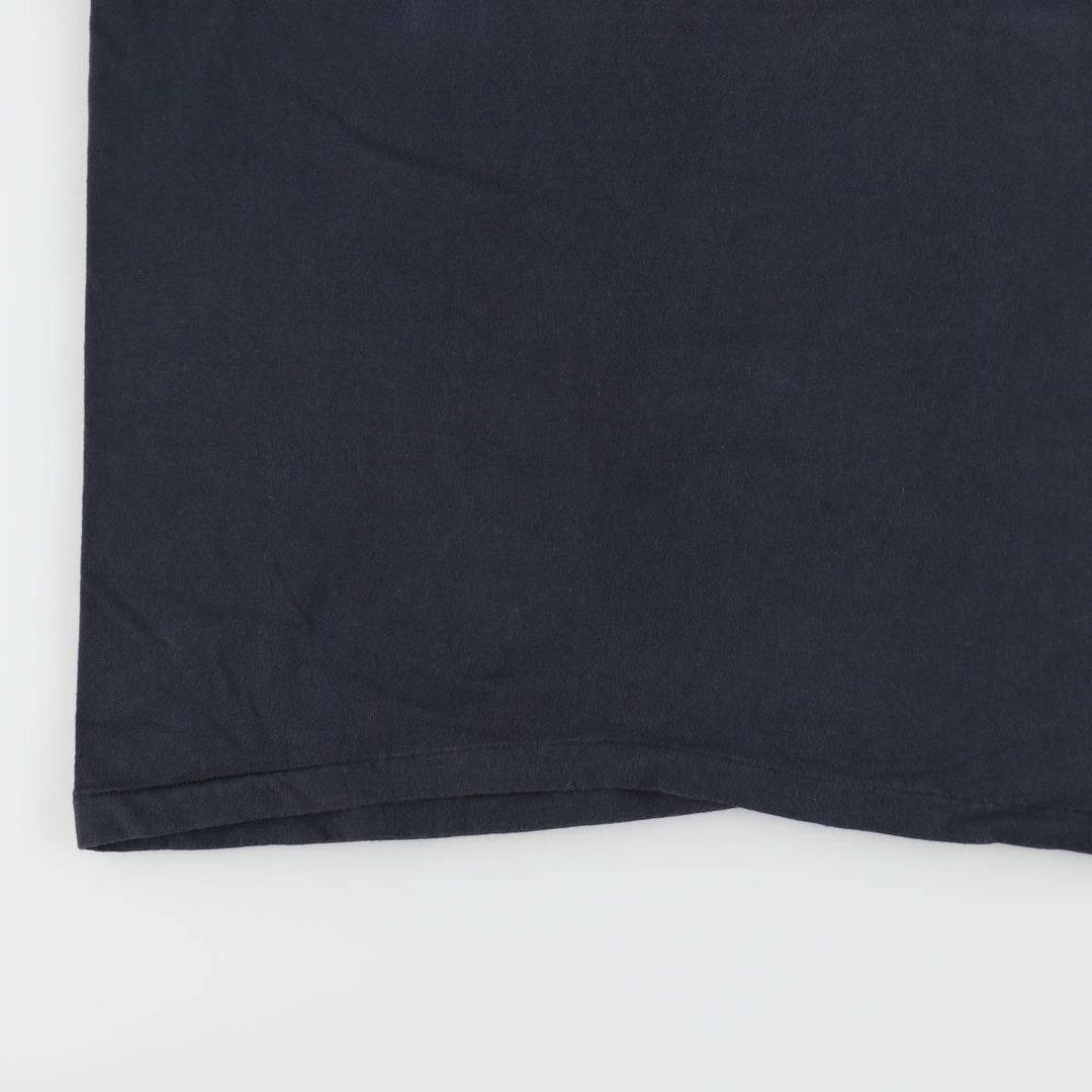 80'S Hanes BEEFY-T Print T-Shirt, Made in USA, Men's XL equivalent, Vintage cotton navy blue type Vintage Second Hand
