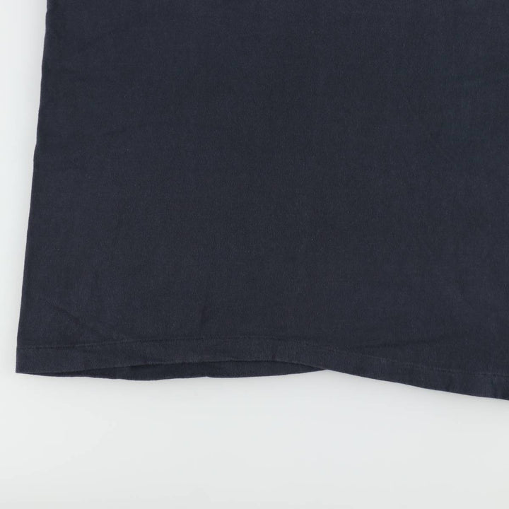 80'S Hanes BEEFY-T Print T-Shirt, Made in USA, Men's XL equivalent, Vintage cotton navy blue type Vintage Second Hand
