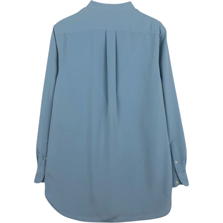 Ralph Lauren LAUREN Women's Collarless Long-Sleeve Polyester Shirt (Size M) polyester Blue type light blue Vintage Second Hand
