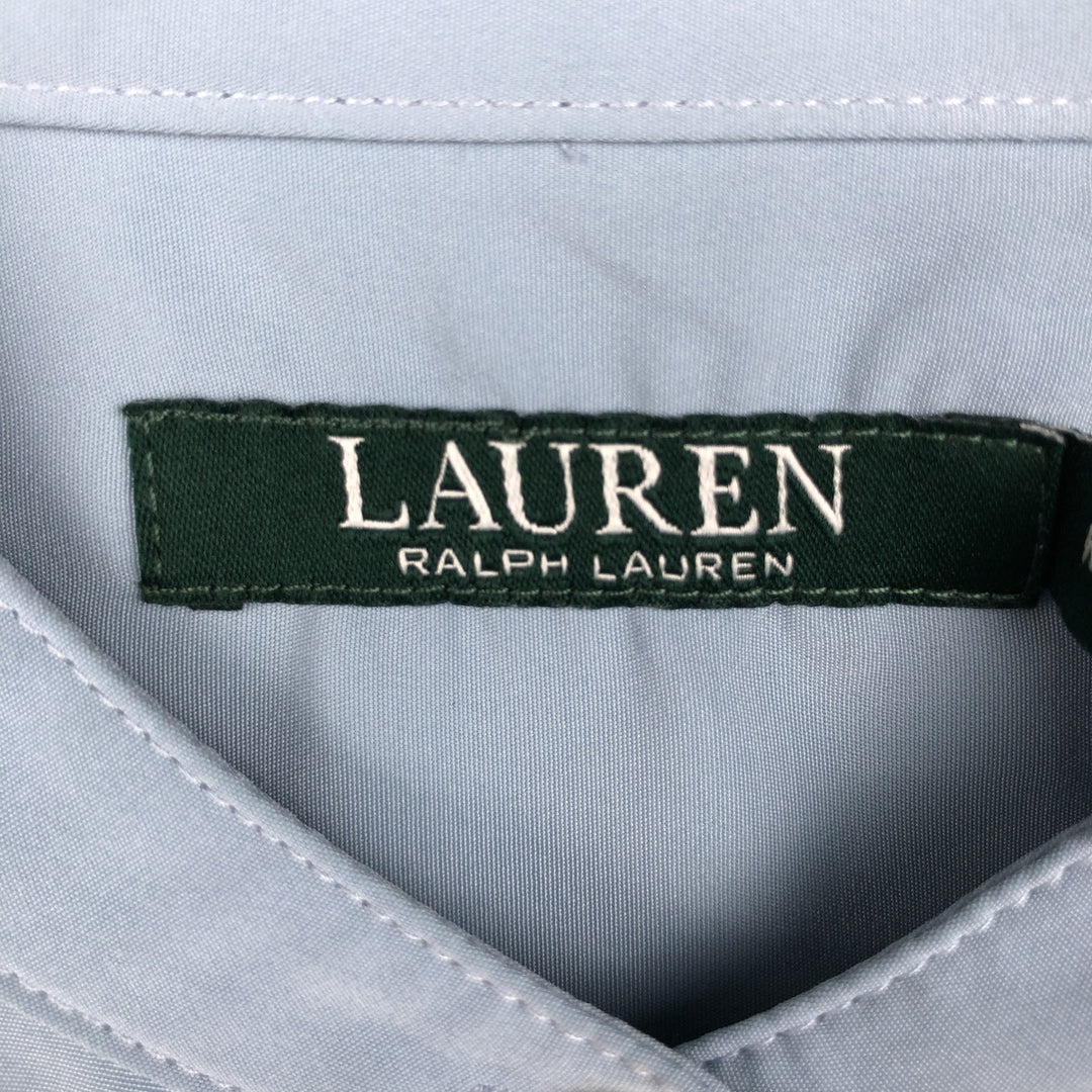 Ralph Lauren LAUREN Women's Collarless Long-Sleeve Polyester Shirt (Size M) polyester Blue type light blue Vintage Second Hand
