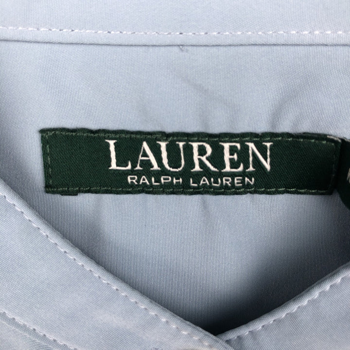Ralph Lauren LAUREN Women's Collarless Long-Sleeve Polyester Shirt (Size M) polyester Blue type light blue Vintage Second Hand