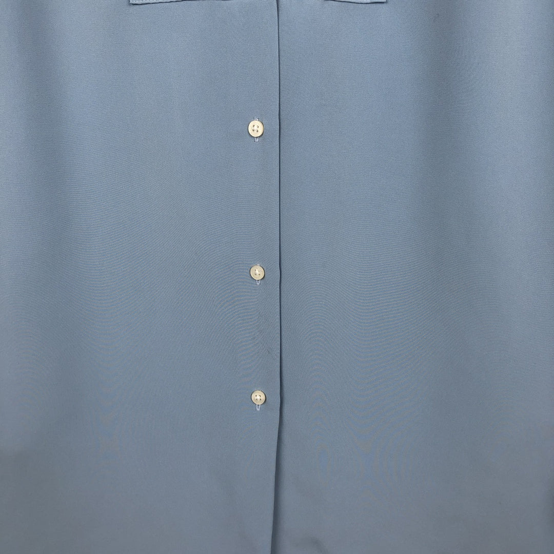 Ralph Lauren LAUREN Women's Collarless Long-Sleeve Polyester Shirt (Size M) polyester Blue type light blue Vintage Second Hand