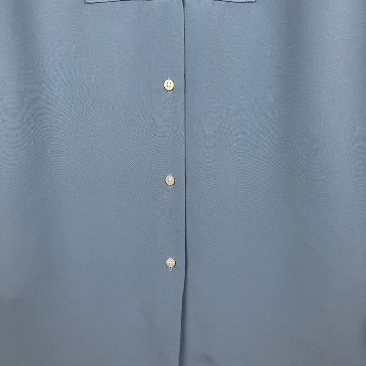 Ralph Lauren LAUREN Women's Collarless Long-Sleeve Polyester Shirt (Size M) polyester Blue type light blue Vintage Second Hand