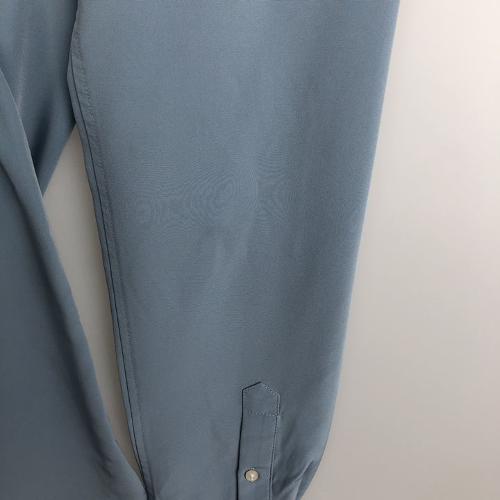 Ralph Lauren LAUREN Women's Collarless Long-Sleeve Polyester Shirt (Size M) polyester Blue type light blue Vintage Second Hand
