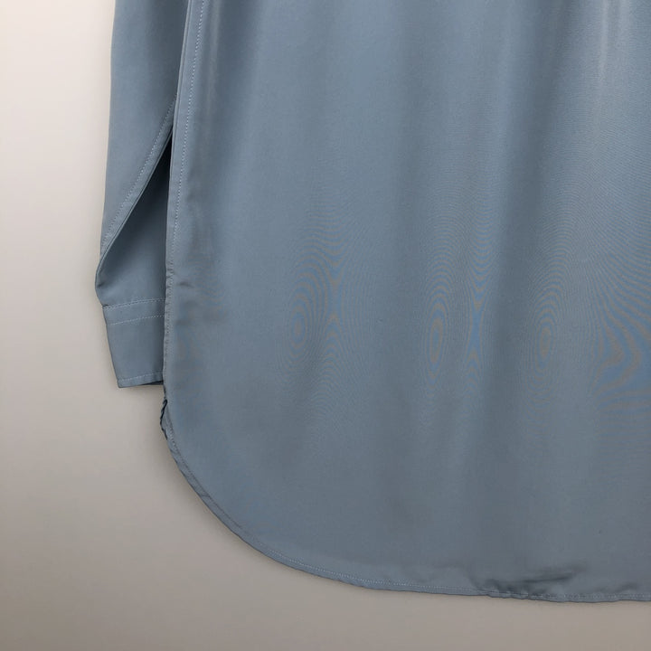 Ralph Lauren LAUREN Women's Collarless Long-Sleeve Polyester Shirt (Size M) polyester Blue type light blue Vintage Second Hand