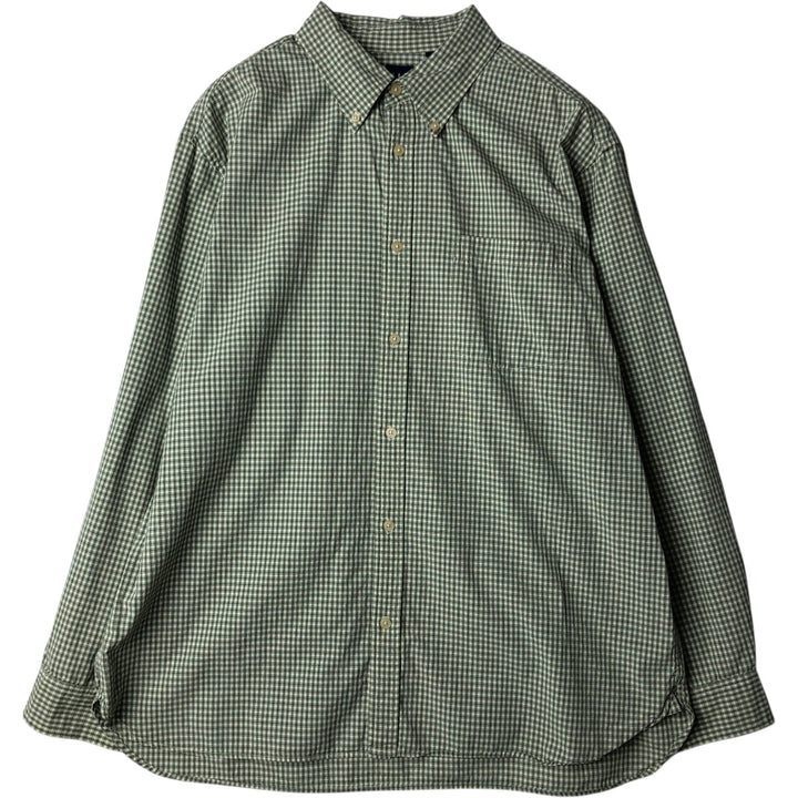 ~2000'S GAP Long-Sleeve Button-Down Check Shirt, Men's Size XL cotton Khaki type Vintage Second Hand