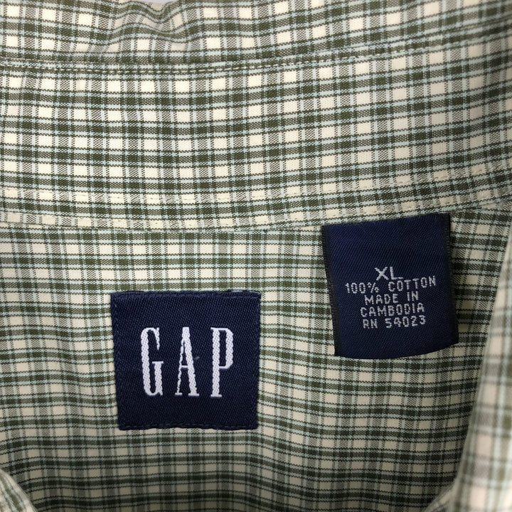 ~2000'S GAP Long-Sleeve Button-Down Check Shirt, Men's Size XL cotton Khaki type Vintage Second Hand