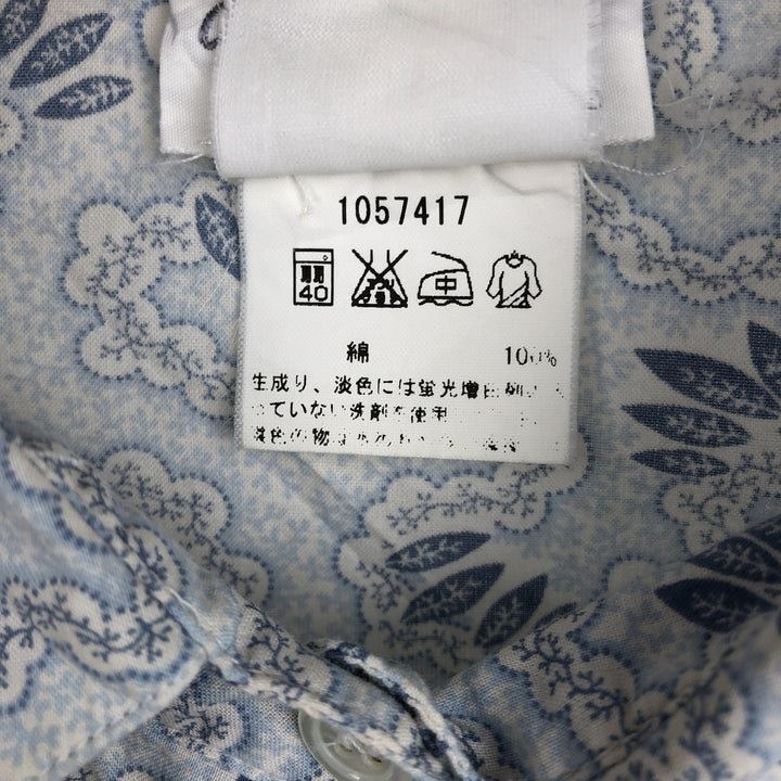 agnes b. all-over print long-sleeved cotton shirt, made in France, women's size S equivalent. cotton Blue type light blue Vintage Second Hand
