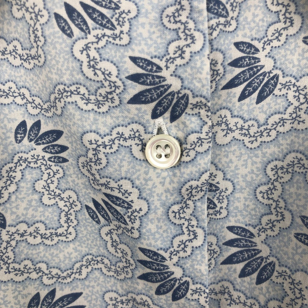agnes b. all-over print long-sleeved cotton shirt, made in France, women's size S equivalent. cotton Blue type light blue Vintage Second Hand